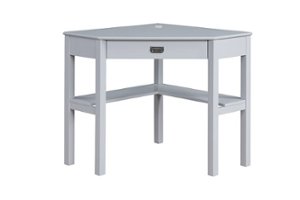 Linon Home Décor - Penrose Corner Desk With Keyboard Tray - Gray - Front_Zoom