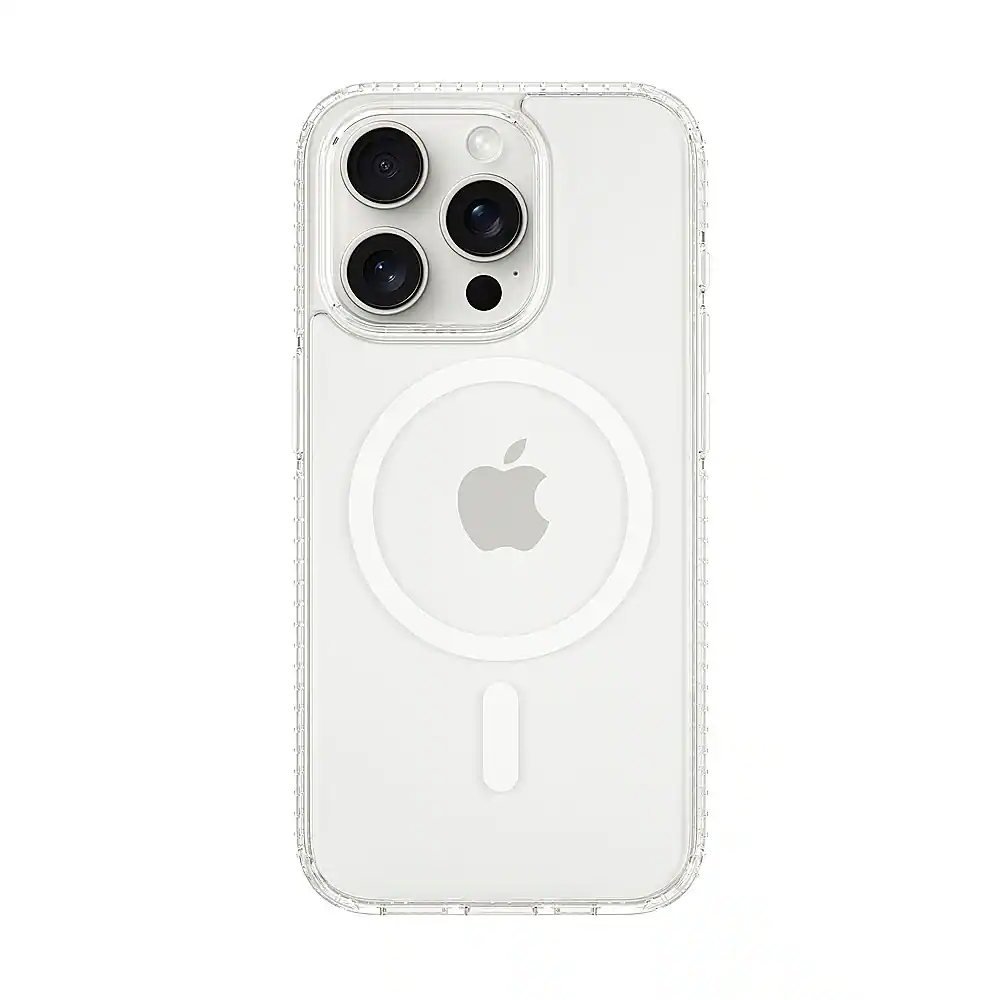 Front. Insignia™ - Hard-Shell Case with MagSafe for iPhone 15 Pro Max - Clear.