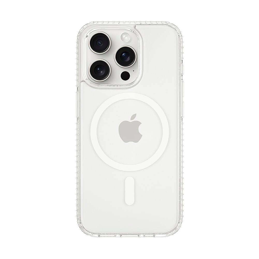 Front. Insignia™ - Hard-Shell Case with MagSafe for iPhone 15 Pro - Clear.