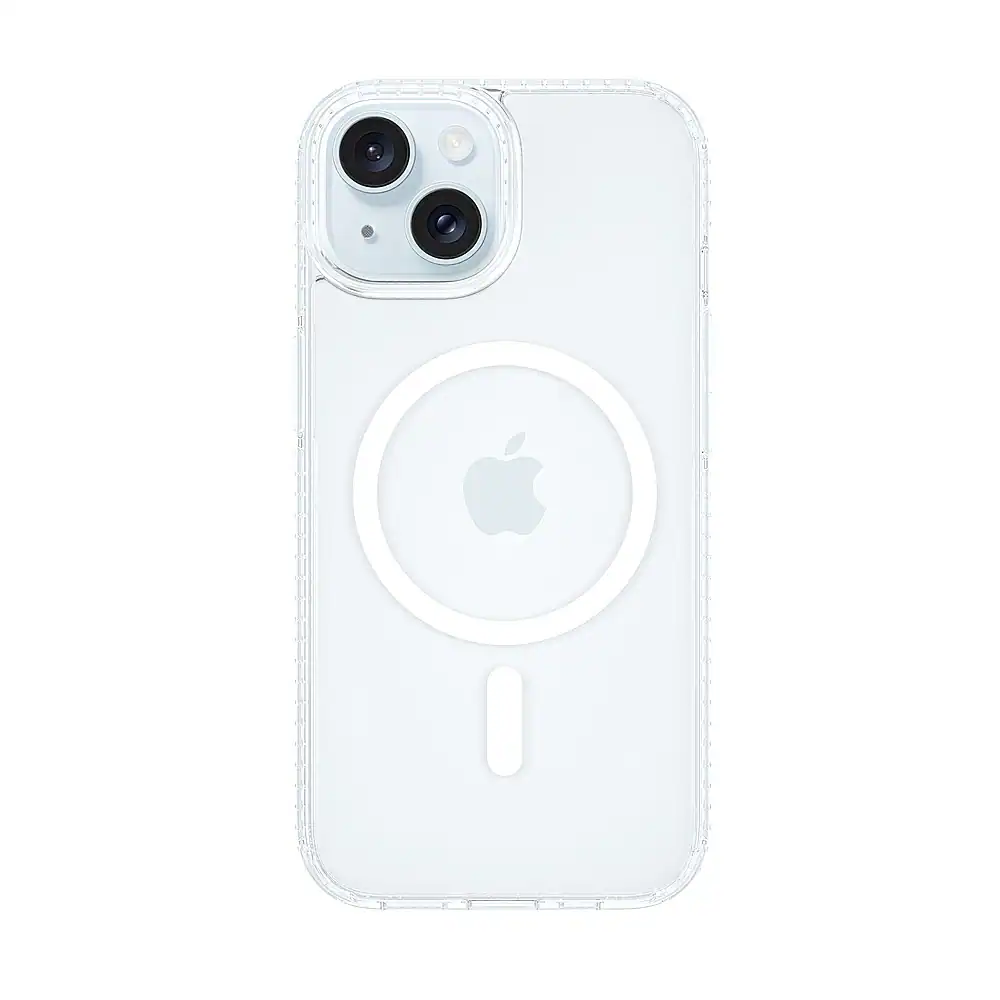 Front. Insignia™ - Hard-Shell Case with MagSafe for iPhone 15 - Clear.