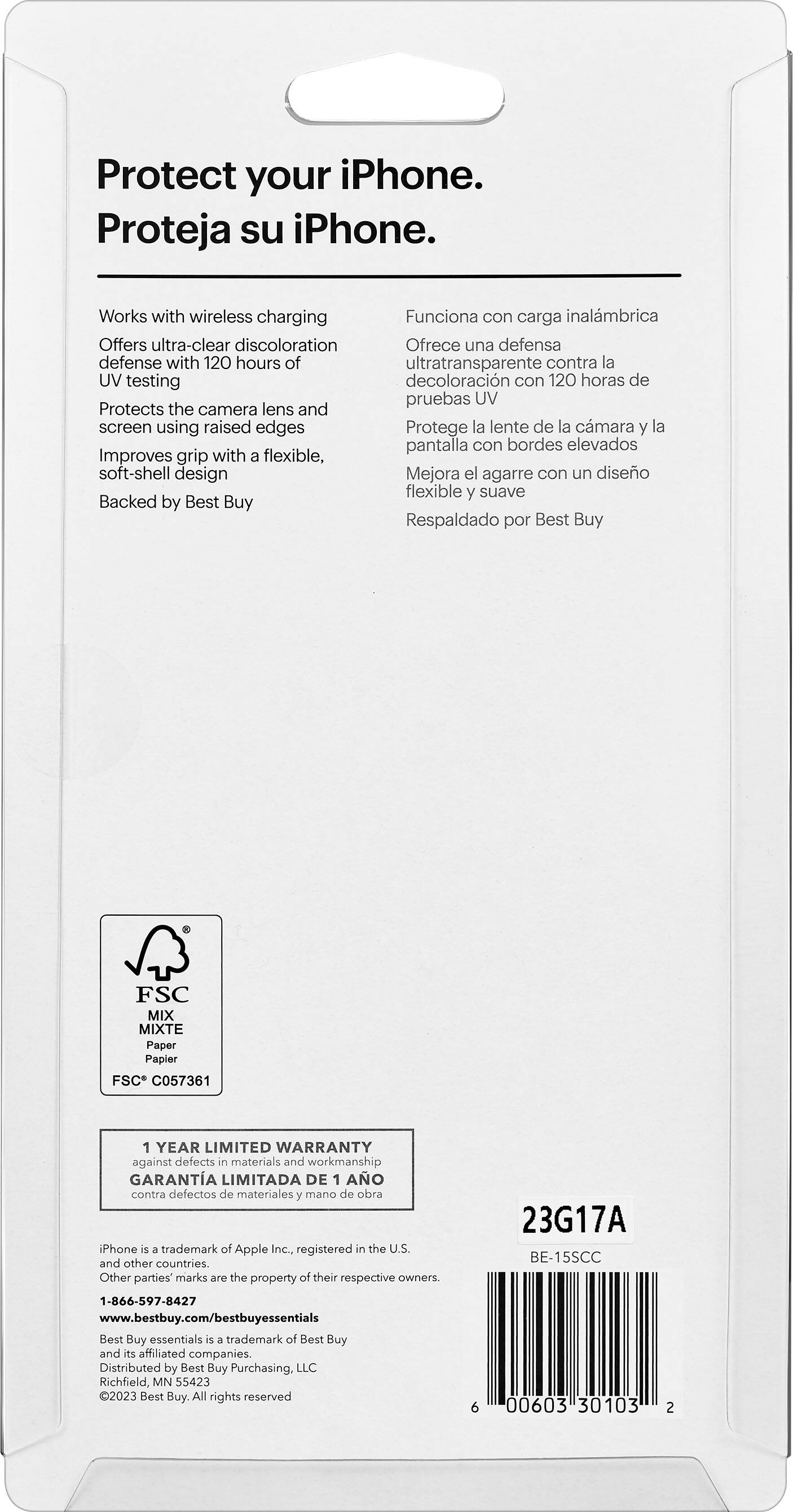 Alt View 14. Best Buy essentials™ - Soft-Shell Case for iPhone 15 - Clear.