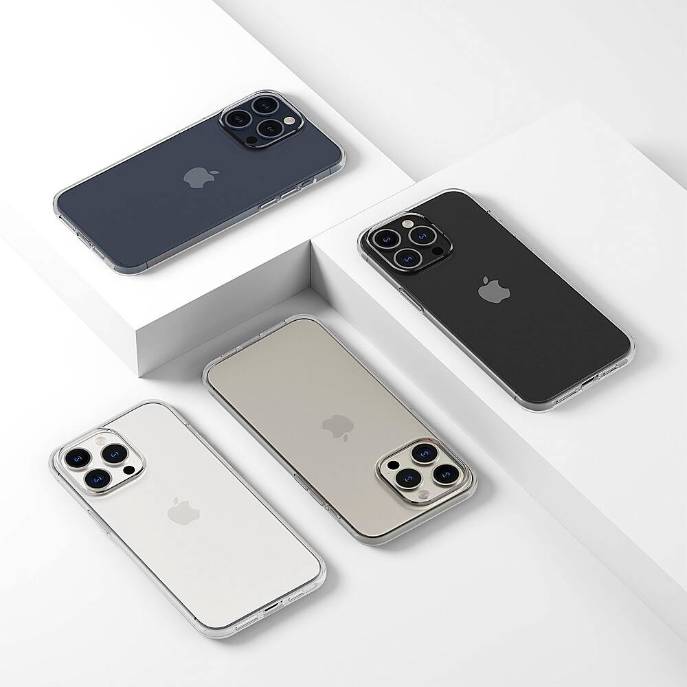 Left. Best Buy essentials™ - Soft-Shell Case for iPhone 15 Pro - Clear.