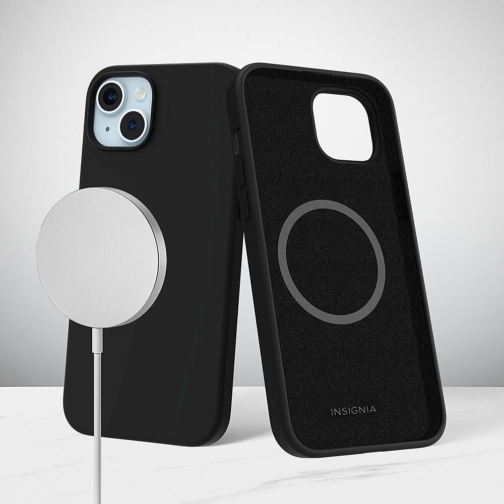 Insignia - Silicone Case with MagSafe for iPhone 17e/16e/ 15/14/13 - Black Insignia - Silicone Case with MagSafe for iPhone 17e/16e/ 15/14/13 - Black