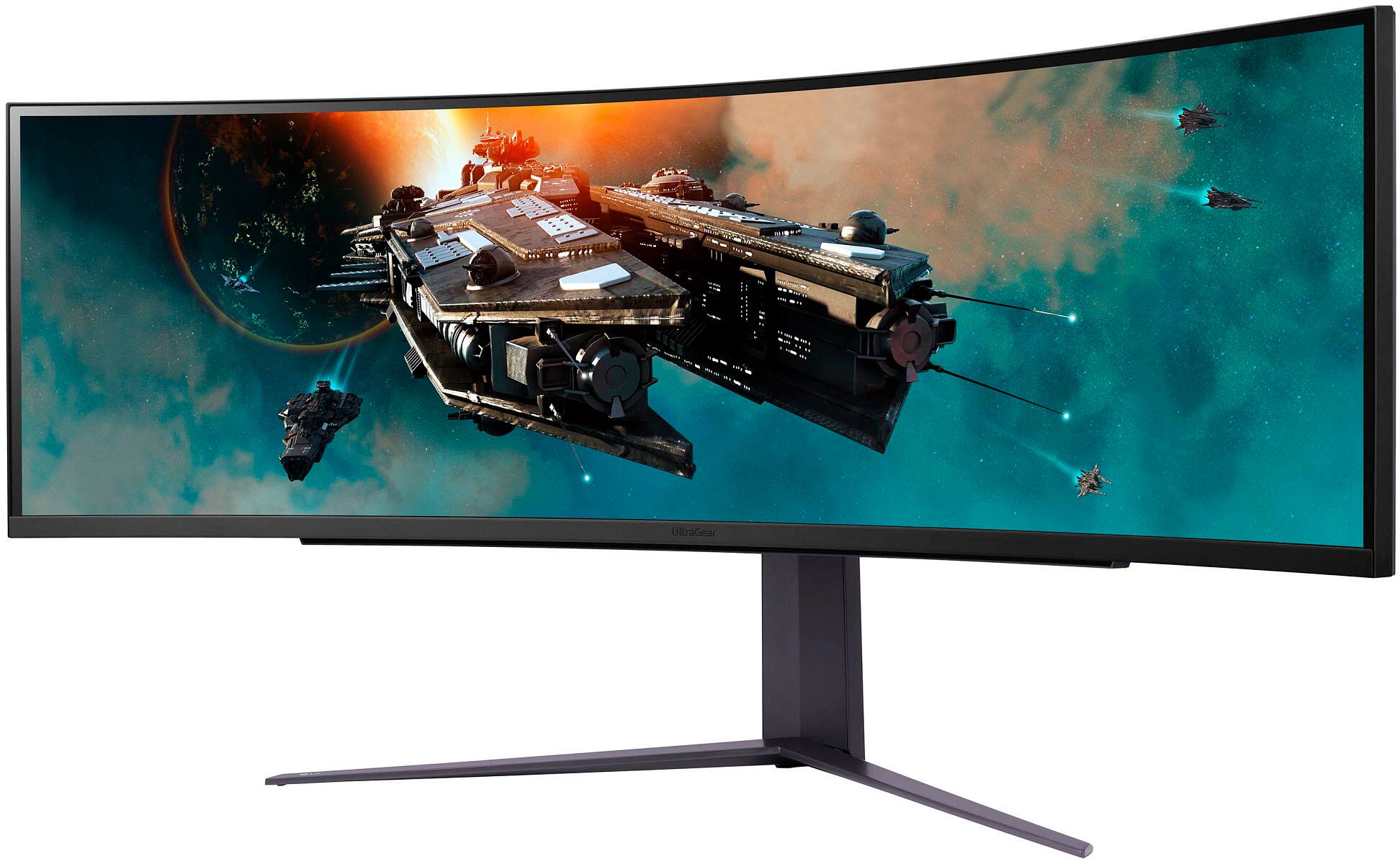 Back. LG - UltraGear 49" LED Curved Dual QHD 1-ms FreeSync Monitor with HDR (DisplayPort, HDMI, USB) - Black.