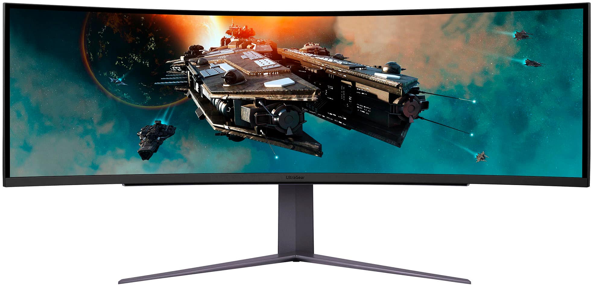 Angle. LG - UltraGear 49" LED Curved Dual QHD 1-ms FreeSync Monitor with HDR (DisplayPort, HDMI, USB) - Black.
