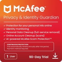 McAfee - Privacy & Identity Guardian Online Protection + ID Monitoring + Cleanup for 3 Months, auto-renews at $99.99 first year - Android, Apple iOS, Chrome, Mac OS, Windows [Digital] - Front_Zoom