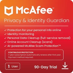 McAfee - Privacy & Identity Guard Online Protection + ID Monitoring + Cleanup for 3 Months, auto-renews at $99.99 for first year - Android, Apple iOS, Chrome, Mac OS, Windows [Digital] - Front_Zoom