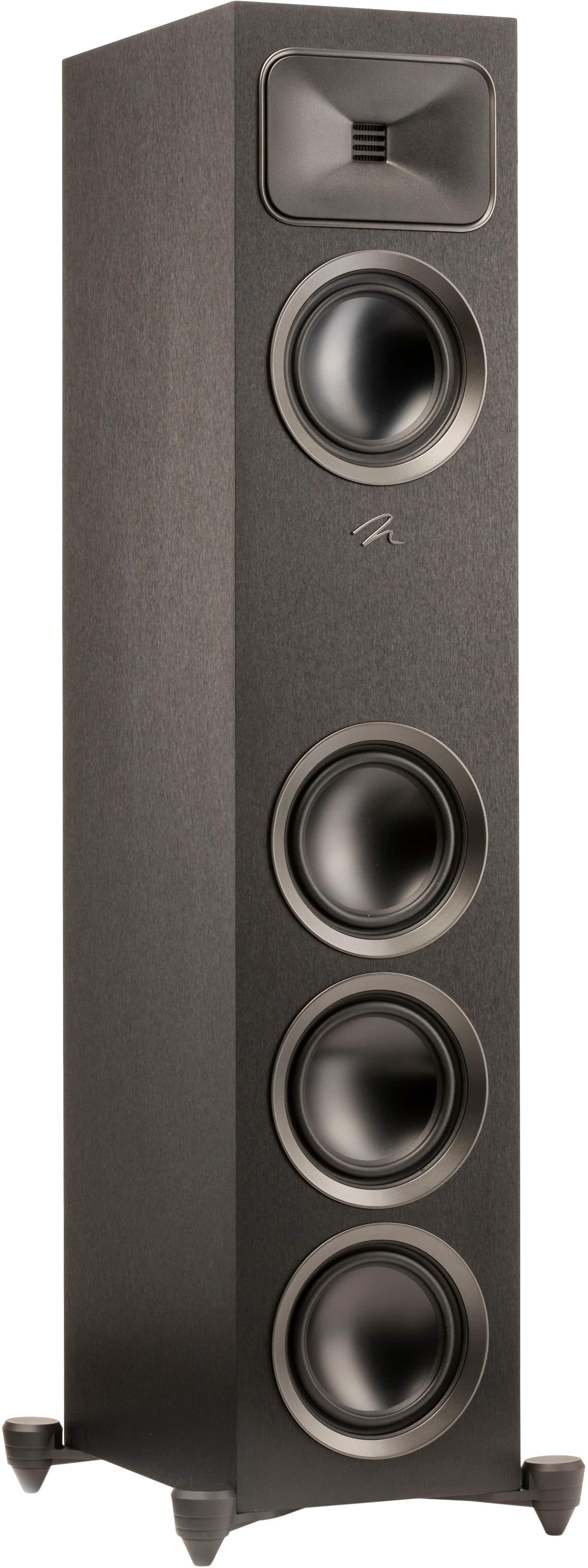Angle. MartinLogan - Motion Foundation F1 3-Way Floorstanding Speaker with 5.5” Midrange and Triple 5.5” Bass Drivers (Each) - Black.
