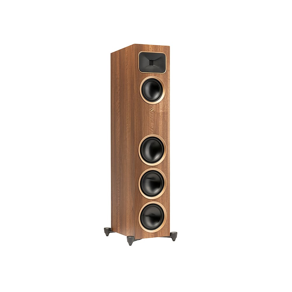 Angle. MartinLogan - Motion Foundation F1 3-Way Floorstanding Speaker with 5.5” Midrange and Triple 5.5” Bass Drivers (Each) - Walnut.