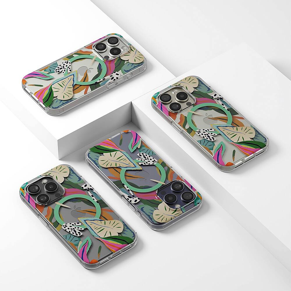 Alt View 11. Insignia™ - Hard-Shell Case with MagSafe for iPhone 15 Pro - Tropical Leaves Pattern.