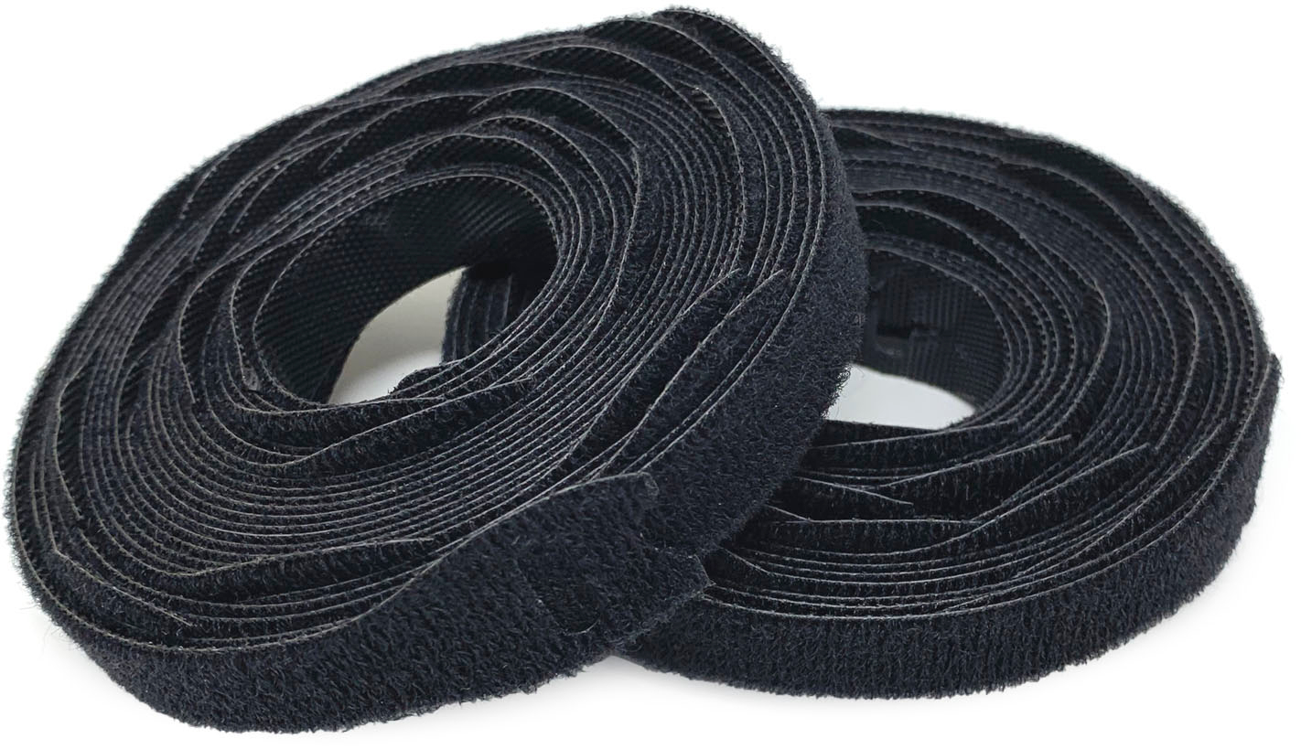 Unique Bargains Reusable Cable Ties Hook and Loop Cord Strap 5.5 Yard x 0.8 inch Black 1 Roll - Red