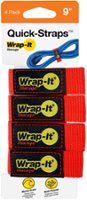 Wrap-It Storage Quick-Straps - 9-inch (4-Pack) Red - Weatherproof Hook and Loop Strap - Red - Angle_Zoom