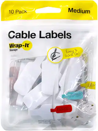 Angle. Wrap-It Storage - Cable Label - White.