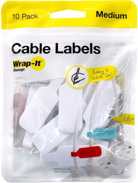 Angle. Wrap-It Storage - Cable Label - White.