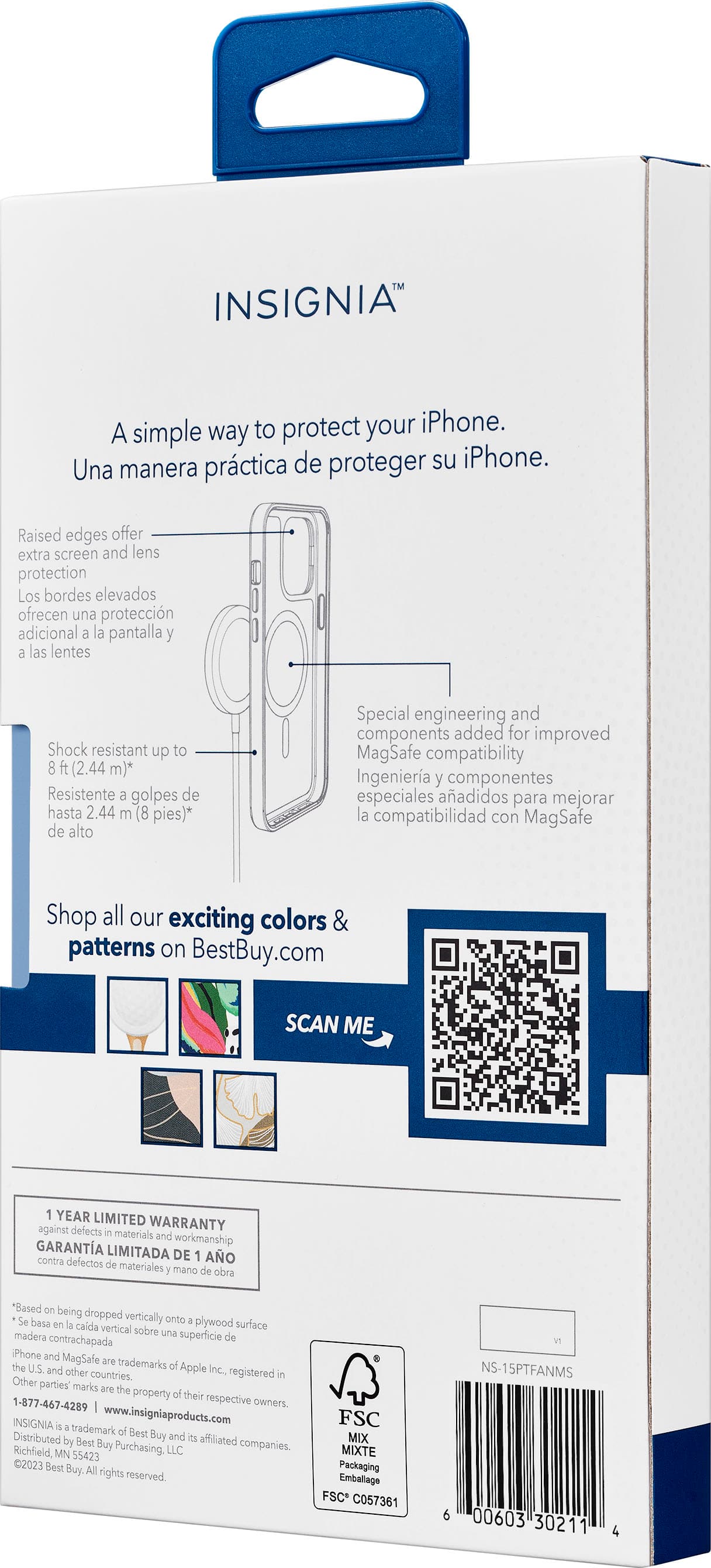 Alt View 17. Insignia™ - Hard-Shell Case with MagSafe for iPhone 15 Pro - Fan Pattern.