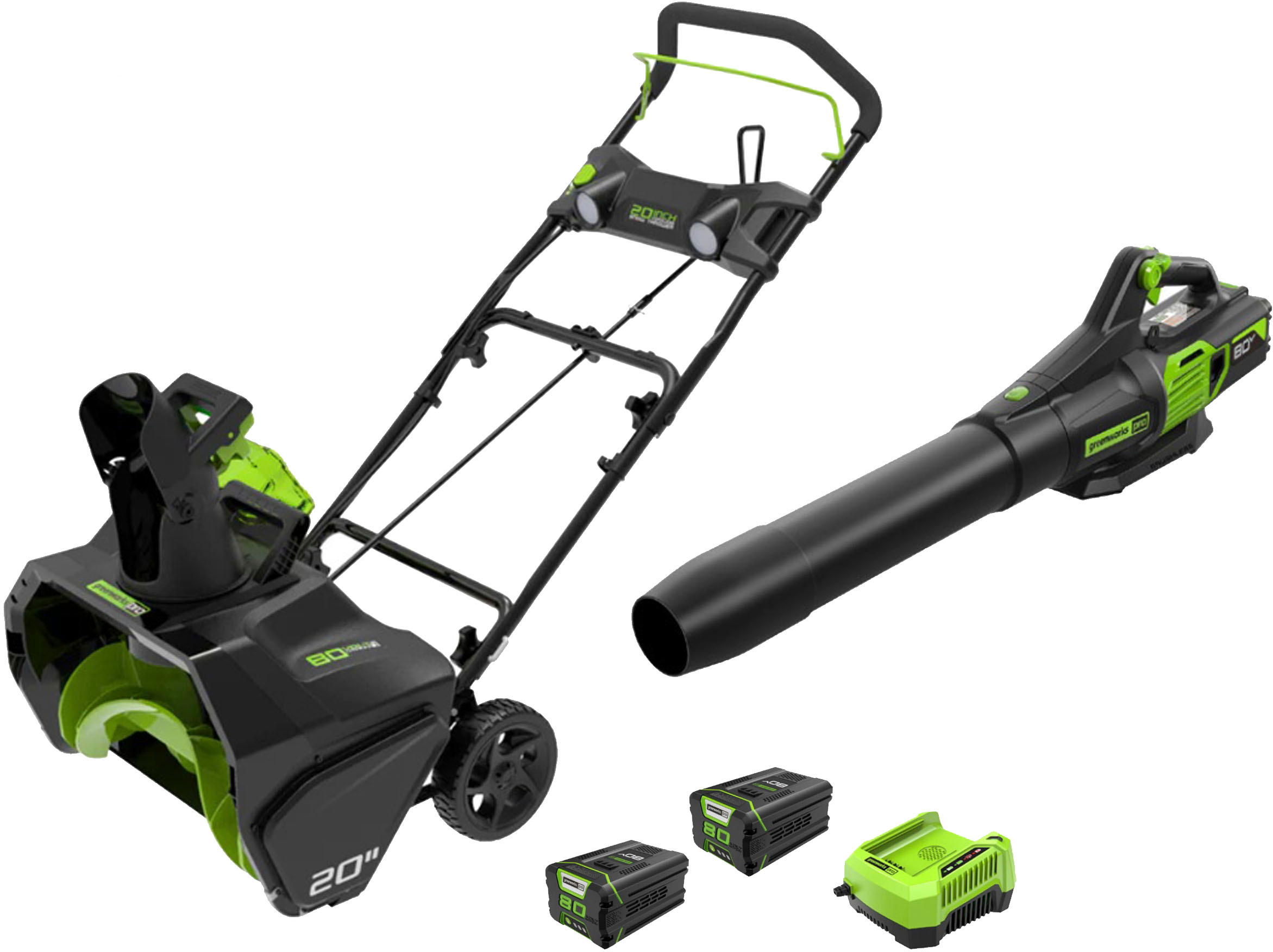 Greenworks 80V Mower With Two 4AH Batteries and Rapid Charger