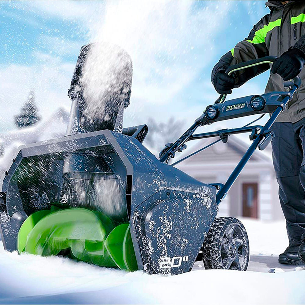 Angle View: Greenworks - 80V 20” Cordless Brushless Snow Blower with 4.0 Ah Battery and Rapid Charger - Green