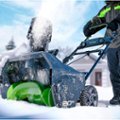 Angle. Greenworks - 80V 20” Cordless Brushless Snow Blower with 4.0 Ah Battery and Rapid Charger - Green.