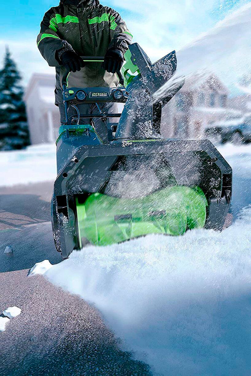 Alt View 13. Greenworks - 80V 20” Cordless Brushless Snow Blower with 4.0 Ah Battery and Rapid Charger - Green.