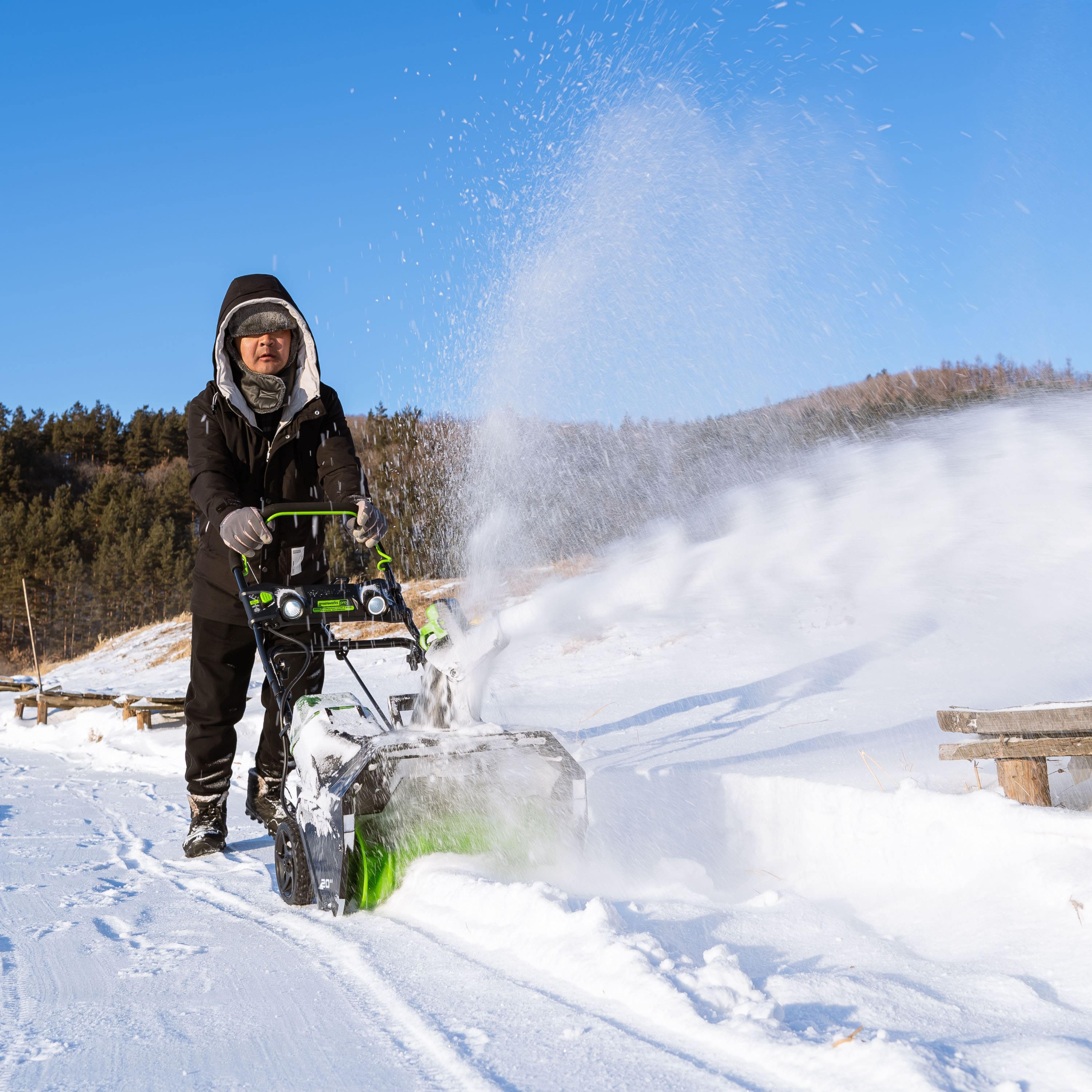 Alt View 16. Greenworks - 80V 20” Snow Blower, and 12" Snow Shovel - 2-Piece Winter Combo Kit with (2) 4.0 Ah Batteries & Rapid Charger - Green.