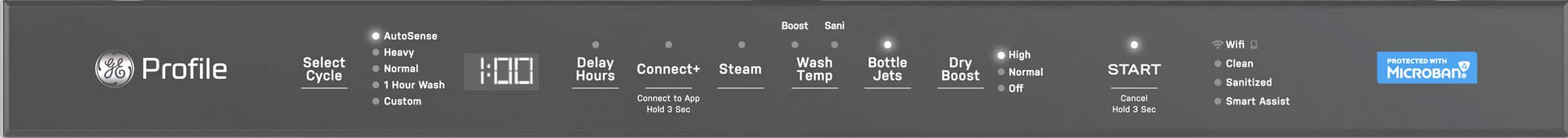 Alt View 1. GE Profile - 24" Top Control Dishwasher with Microban Antimicrobial Protection and Sanitize Cycle - Stainless Steel.