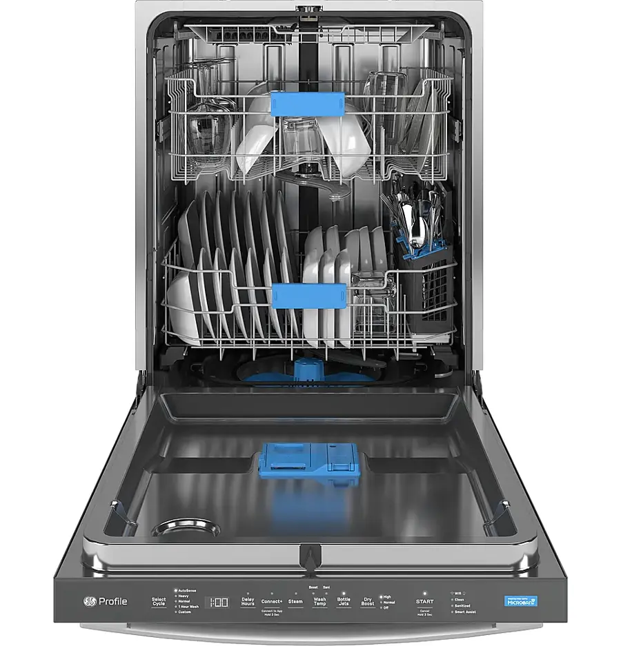 Alt View 2. GE Profile - 24" Top Control Smart Built-In Stainless Steel Tub Dishwasher with 3rd Rack and Sanitize Cycle - Stainless Steel.