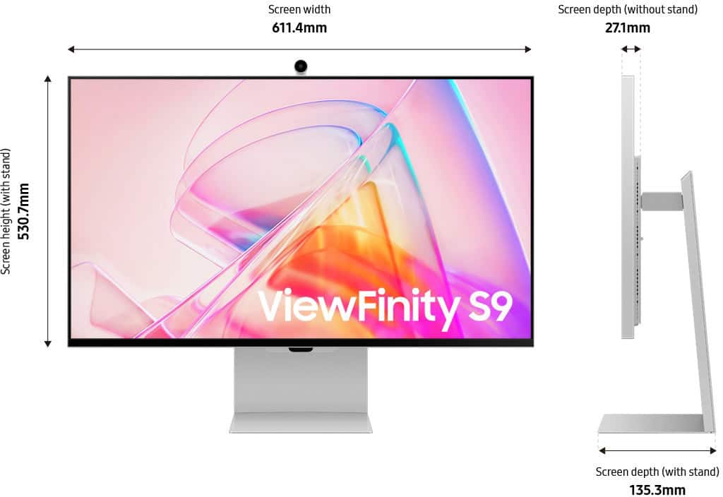 Alt View 30. Samsung - 27" ViewFinity S9 5K IPS Smart Monitor with Matte Display, Thunderbolt 4 and SlimFit Camera. - Silver.