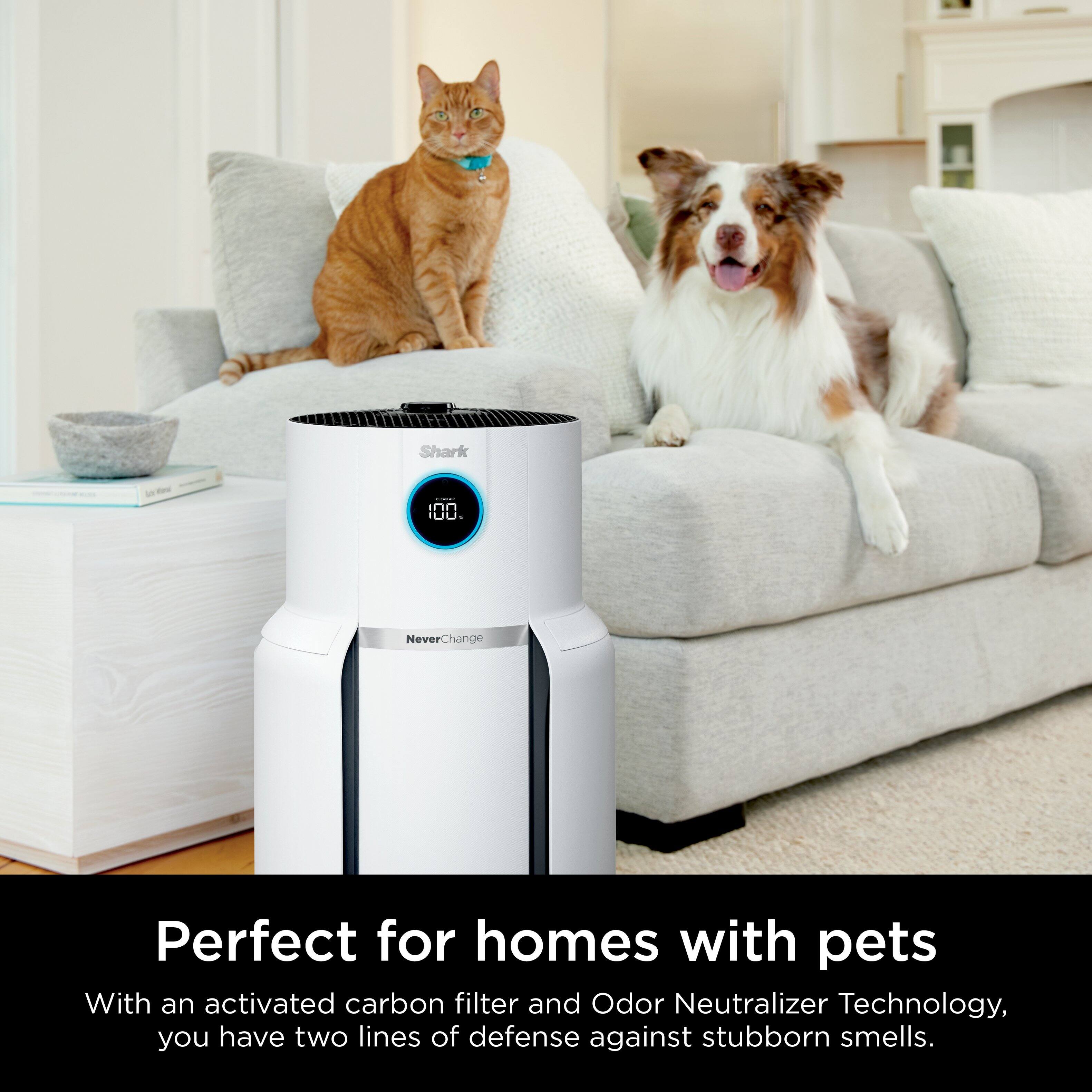 Shark un | 100 NeverChange Perfect for homes with pets With an activated carbon filter and Odor Neutralizer Technology, you have two lines of defense against stubborn smells.