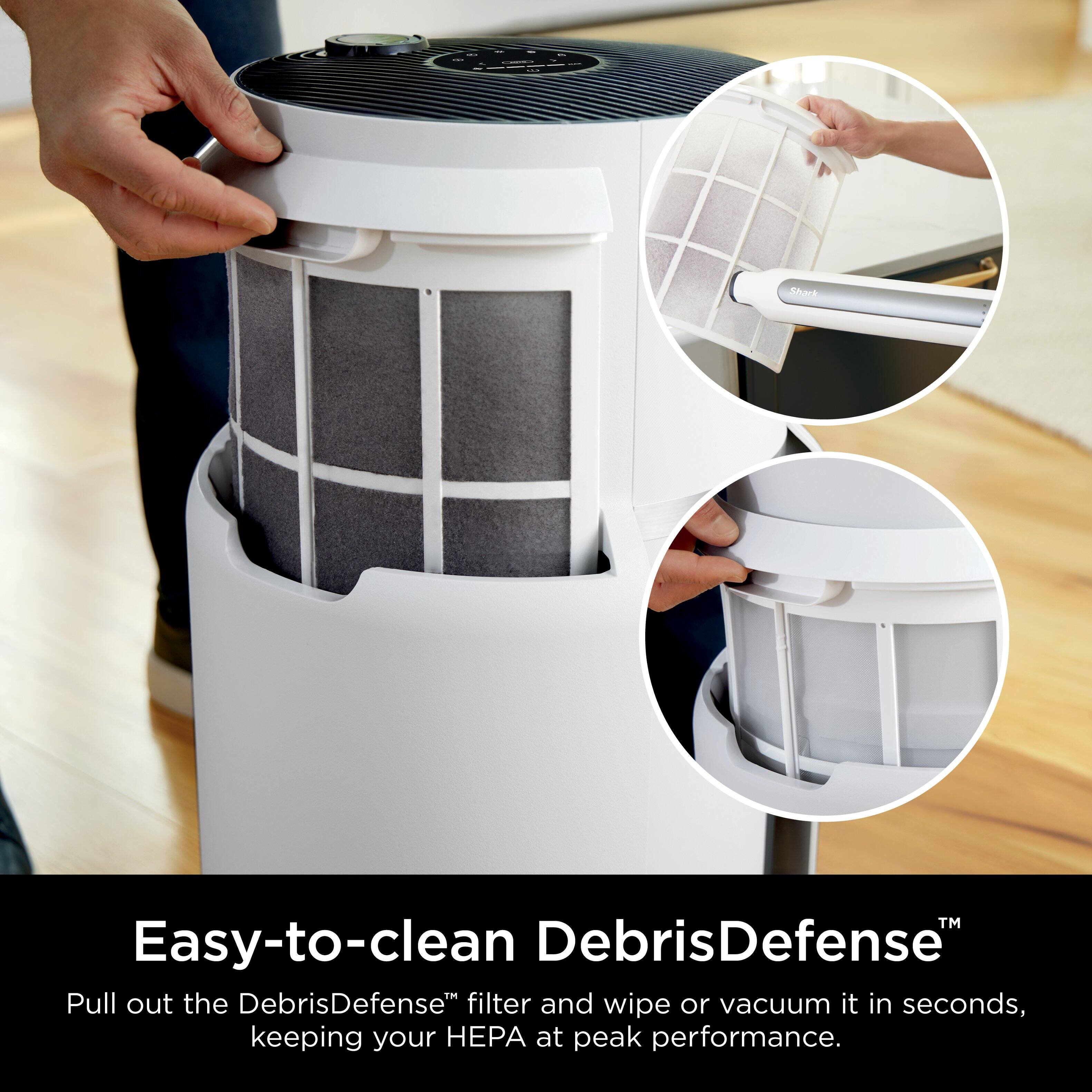 Easy-to-clean DebrisDefense Pull out the DebrisDefense filter and wipe or vacuum it in seconds, keeping your HEPA at peak performance.