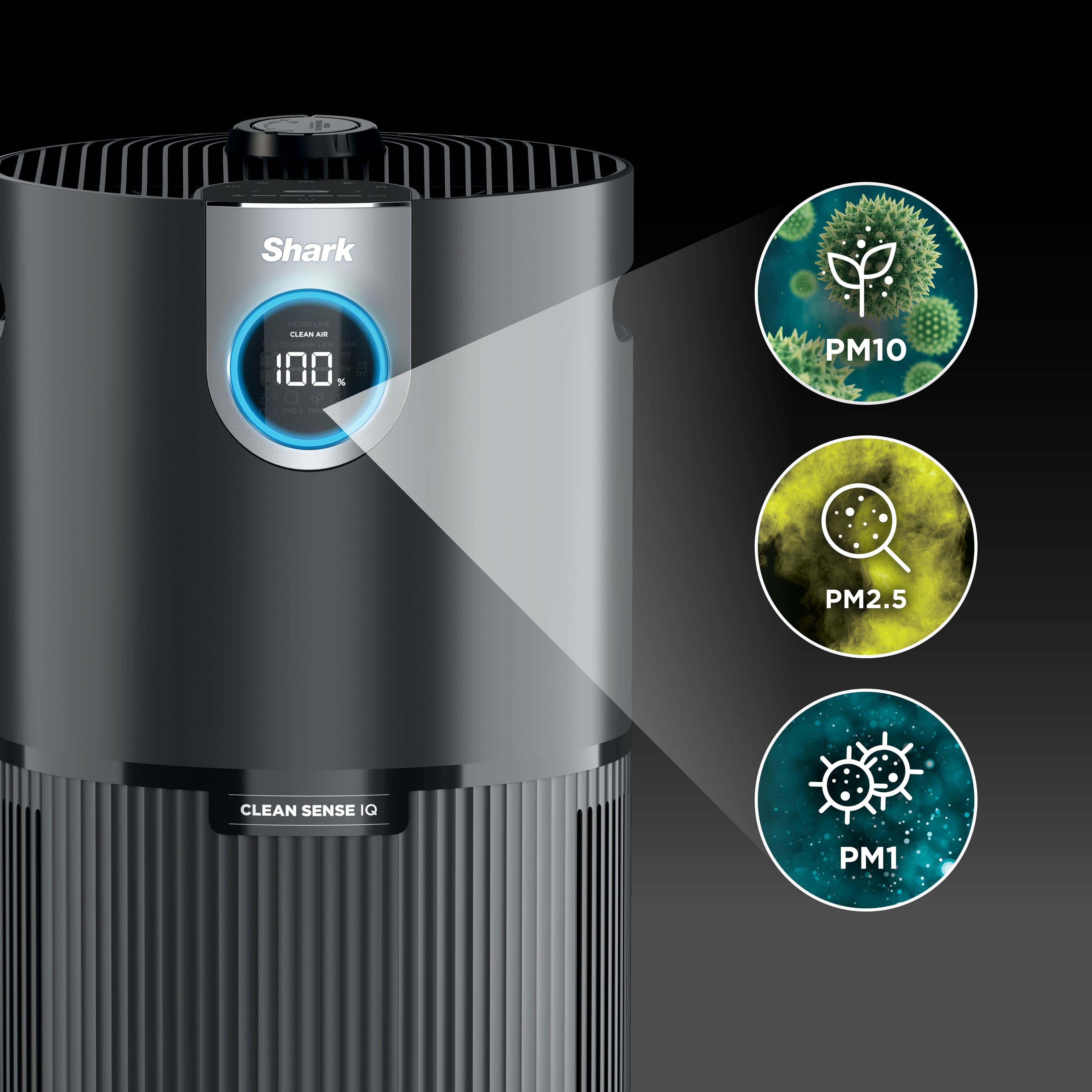 Alt View 17. Shark - Clean Sense Air Purifier MAX with Odor Neutralizer Technology, 1200-sq. ft, HEPA Filter - Black.