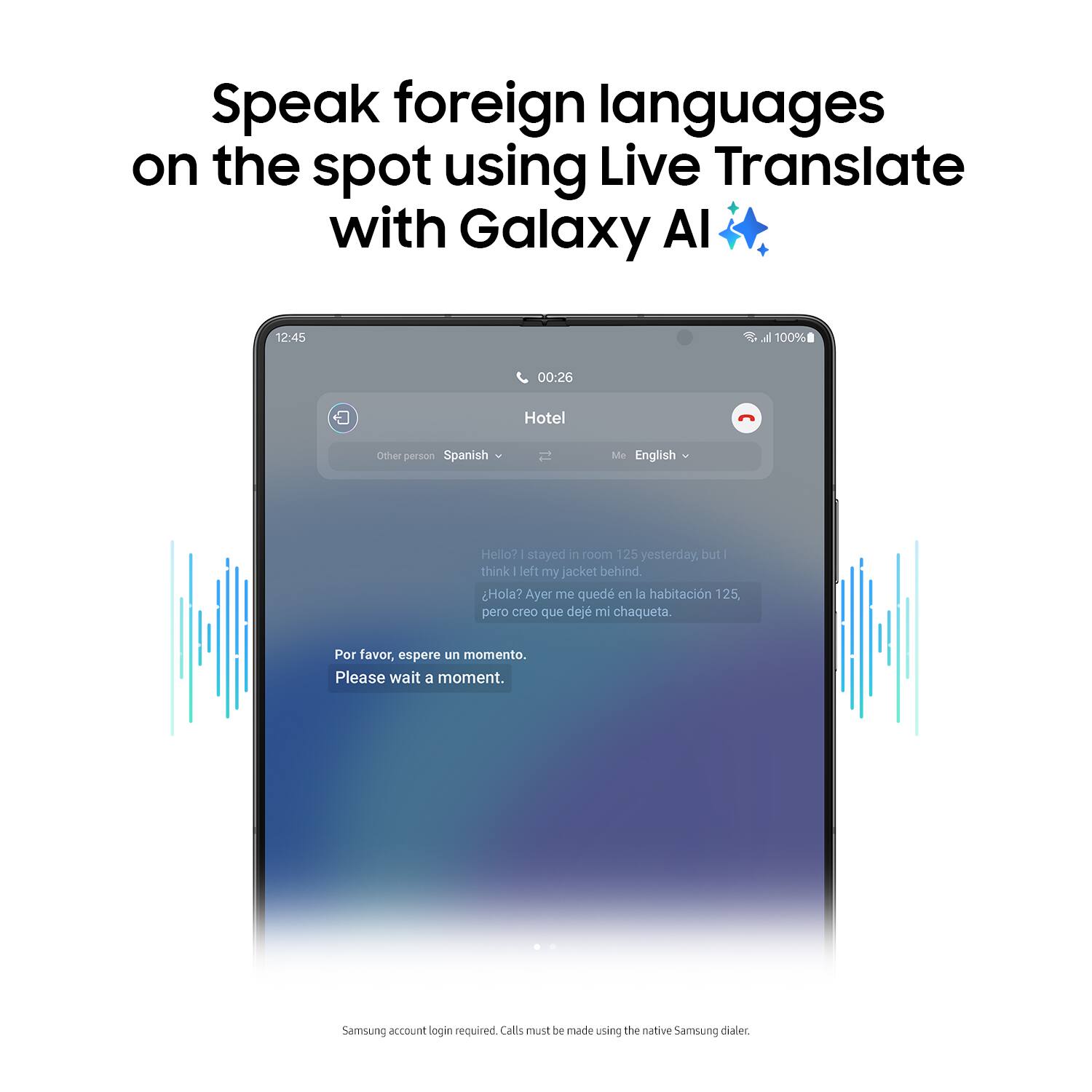 Speak foreign languages on the spot using Live Translate with Galaxy AI.