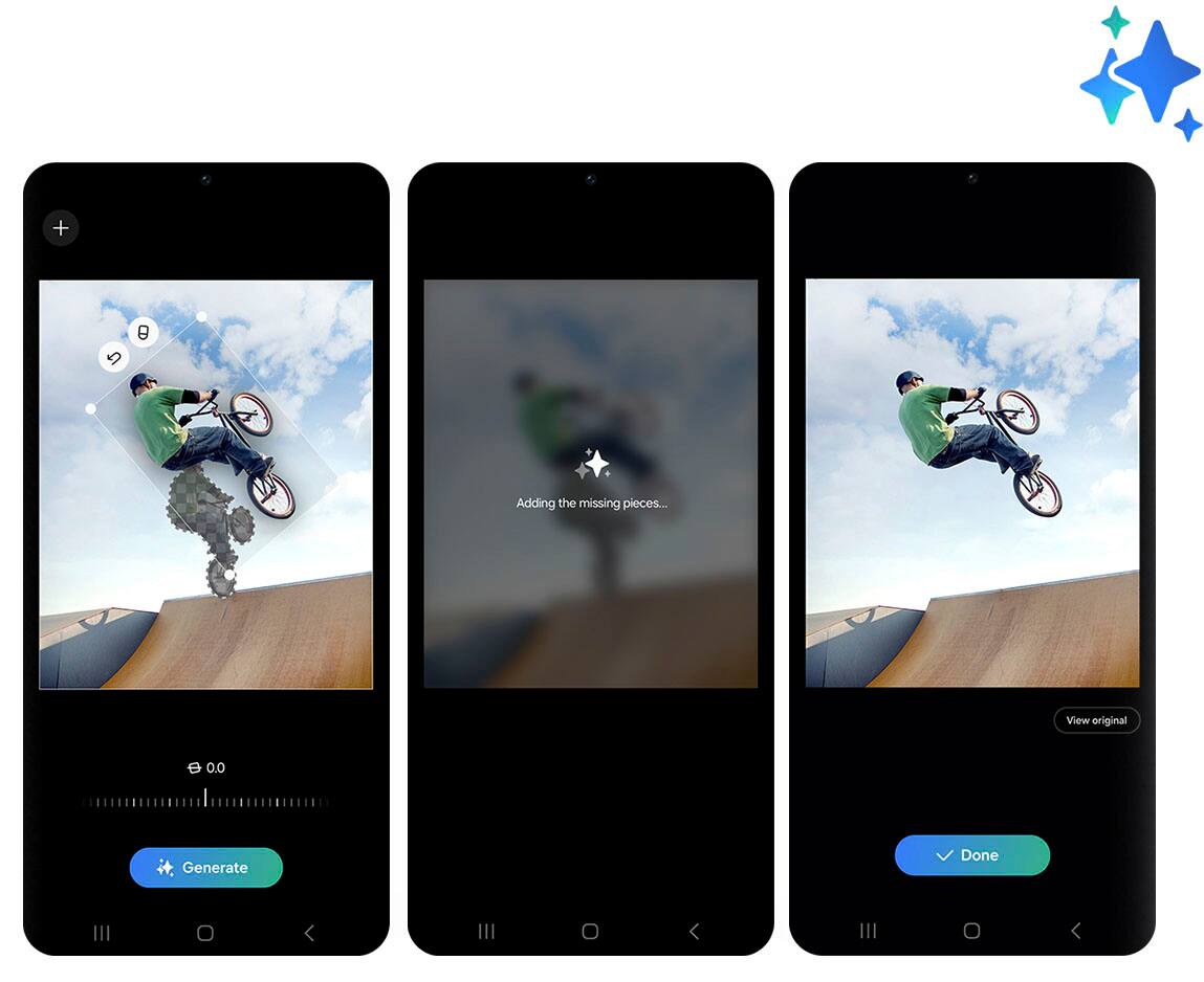 Take a great photo, and then make it even better using Generative Edit with Galaxy AI. This feature requires a Samsung account login and an internet connection.