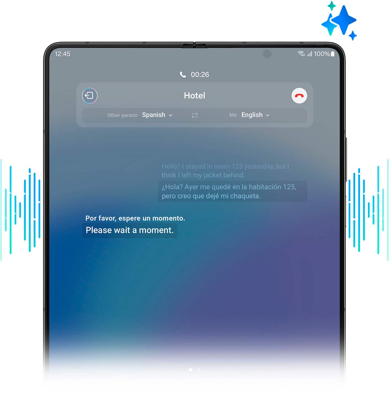 Speak foreign languages on the spot using Live Translate with Galaxy AI.