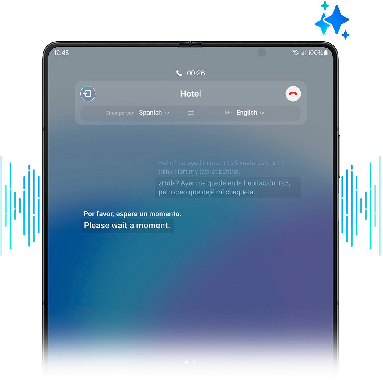 Speak foreign languages on the spot using Live Translate with Galaxy AI.