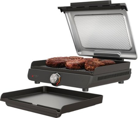 Ninja - Sizzle Smokeless Countertop Indoor Grill & Griddle with Interchangeable Grill and Griddle Plates - Gray/Silver