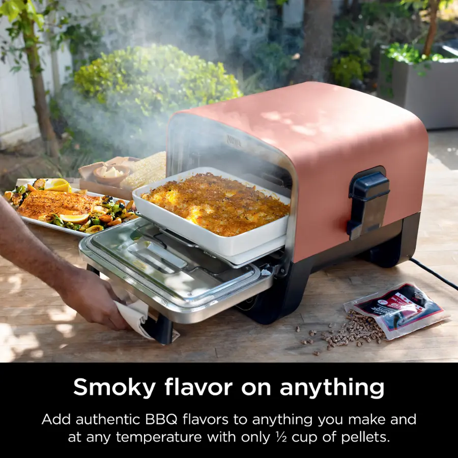 Smoky flavor on anything. Add authentic BBQ flavors to anything you make and at any temperature with only 1/2 cup of pellets.