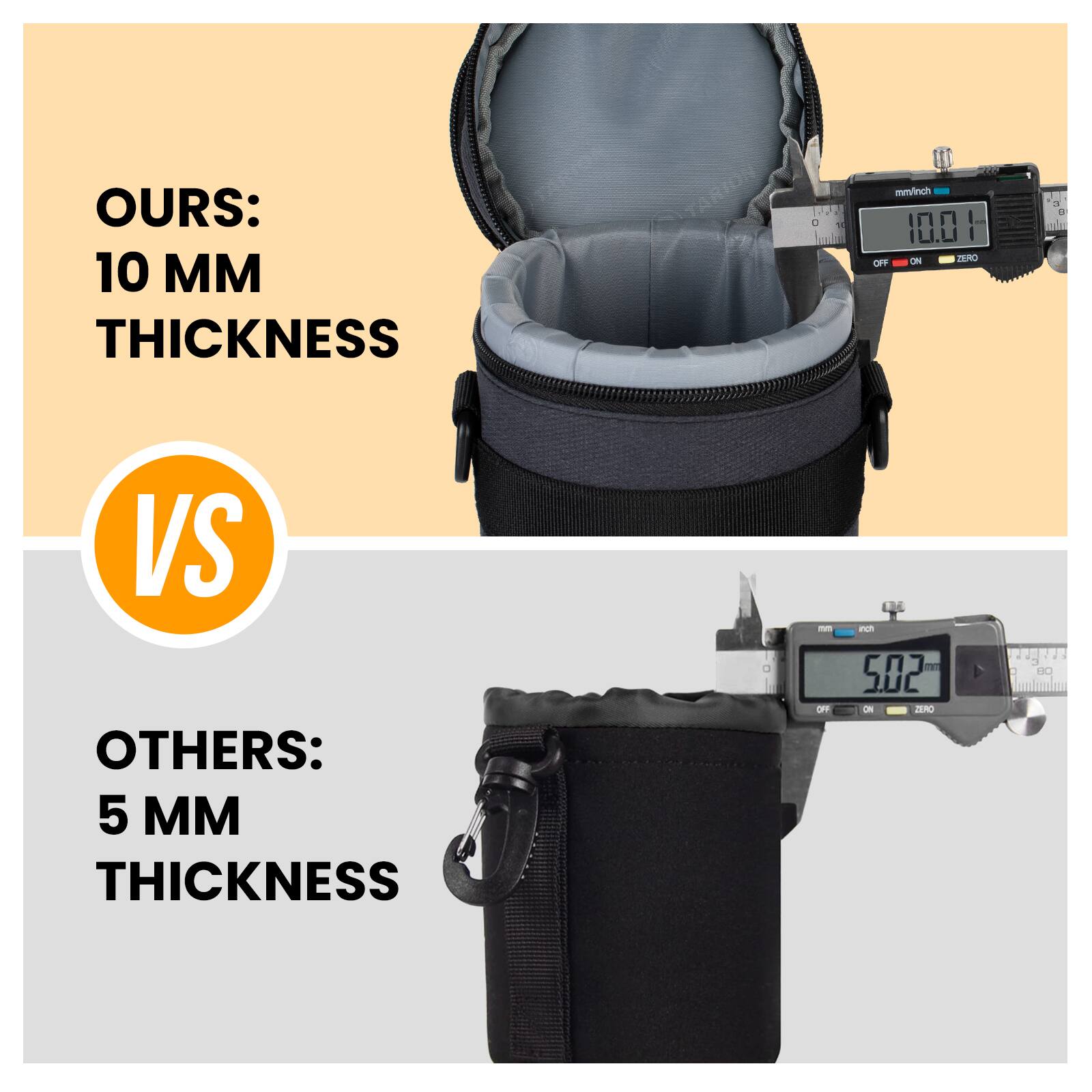 OURS:  
10 MM THICKNESS  

VS  

OTHERS:  
5 MM THICKNESS