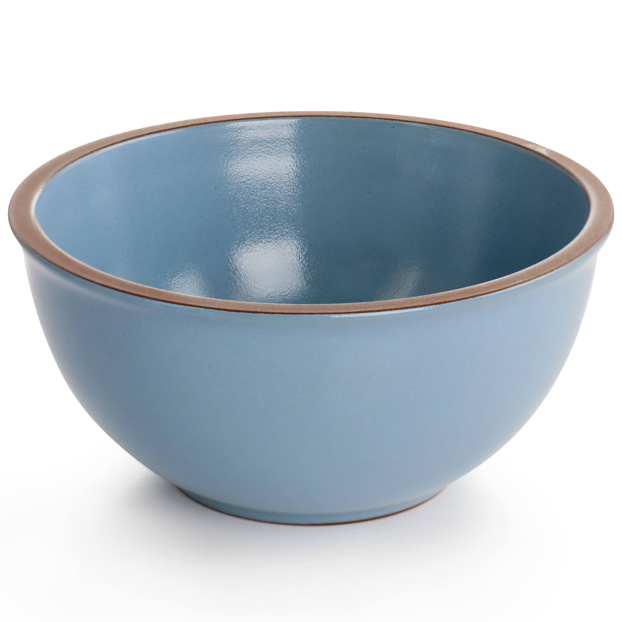 Alt View 3. Gibson - Soho Lounge Lagos 16 Piece Terracotta Double Bowl Dinnerware Set in Solid Matte Blue - Matte Blue.