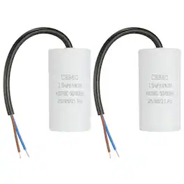 Unique Bargains - 2pcs 15uF CBB60 Run Capacitor, AC 450V 2 Wires 50/60Hz Cylinder 73x37mm for Air Compressor, Water Pump - White