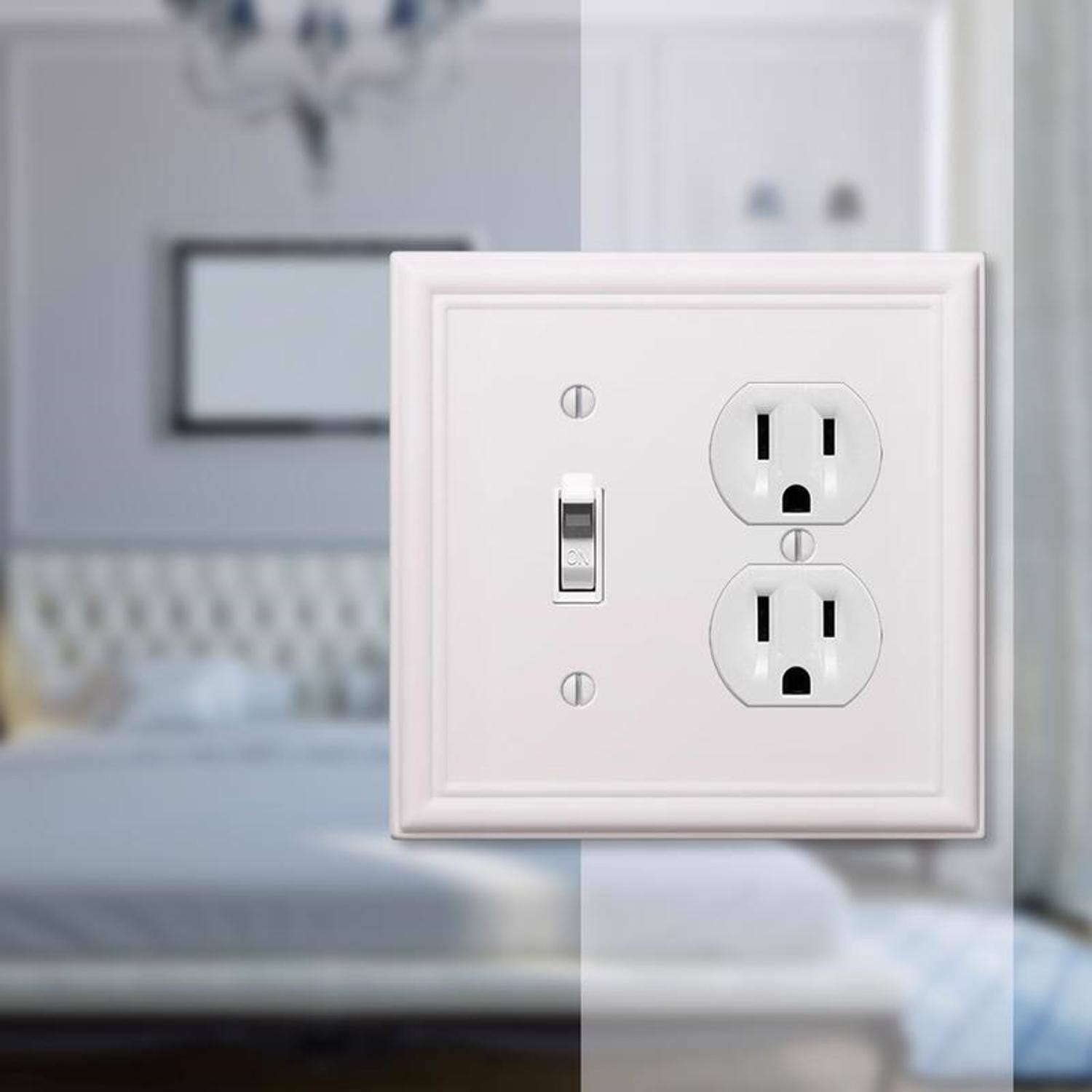 Angle. AMERELLE - Amerelle Chelsea White 2 gang Stamped Steel Duplex/Toggle Wall Plate 1 pk - White.