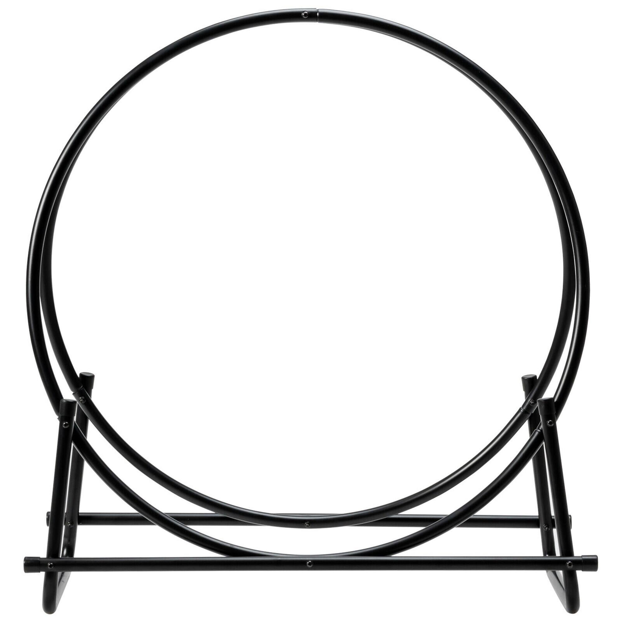 Alt View 3. Gymax - Gymax 30'' Tubular Steel Log Hoop Firewood Storage Rack Holder Round Display - Black.