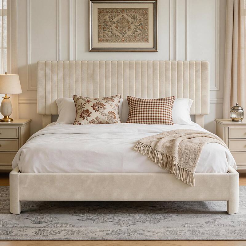 Alt View 4. Dyonery - Dyonery Bed Frame Upholstered Platform Bed with Fabric Headboard, Noise-Free/Wooden Slats Support/No Box Spring Needed - Black.