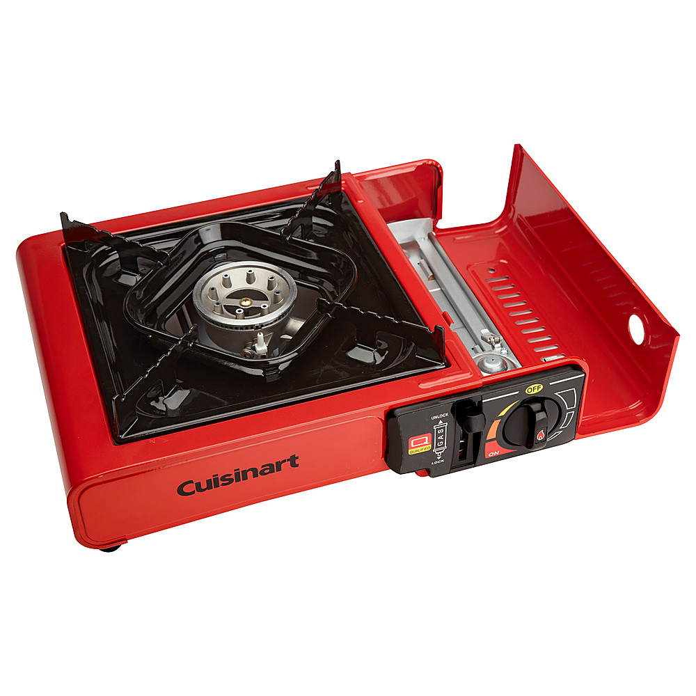 Left View: Cuisinart - Portable Butane Camping Stove - Red