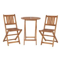Alamont Home - Martindale Indoor/Outdoor Acacia Wood Folding Table and 2 Chair Bistro Set in - Natural - Front_Zoom