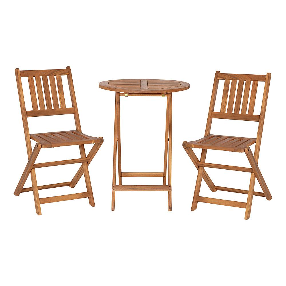 Front. Alamont Home - Martindale Indoor/Outdoor Acacia Wood Folding Table and 2 Chair Bistro Set in Natural - Natural.
