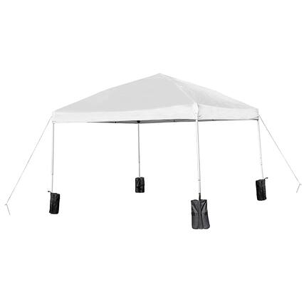 Front. Alamont Home - Harris 10'x10' Pop Up Straight Leg Canopy Tent With Sandbags and Wheeled Case - White.