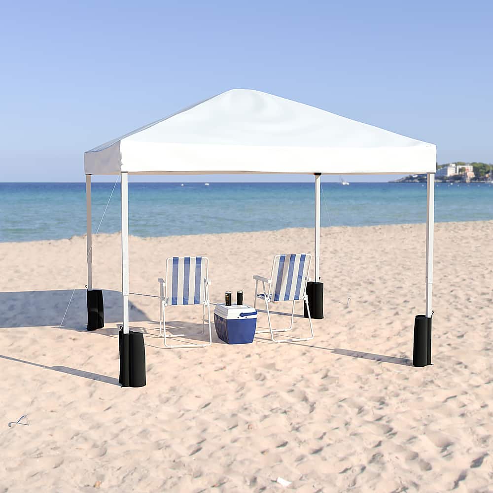 Alt View 11. Alamont Home - Harris 10'x10' Pop Up Straight Leg Canopy Tent With Sandbags and Wheeled Case - White.