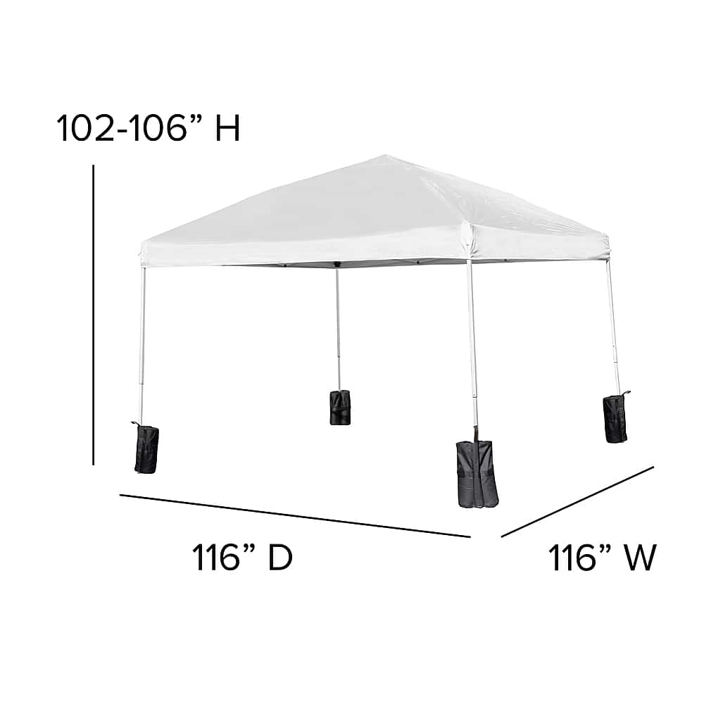 Alt View 13. Alamont Home - Harris 10'x10' Pop Up Straight Leg Canopy Tent With Sandbags and Wheeled Case - White.