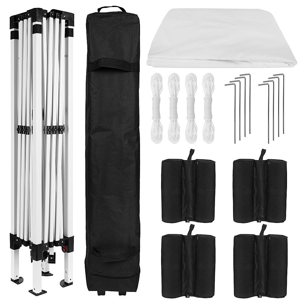 Alt View 15. Alamont Home - Harris 10'x10' Pop Up Straight Leg Canopy Tent With Sandbags and Wheeled Case - White.