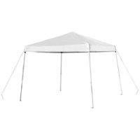 Flash Furniture - Harris 8'x8' Weather Resistant Easy Pop Up Slanted Leg Canopy Tent with Carry Bag - White - Front_Zoom